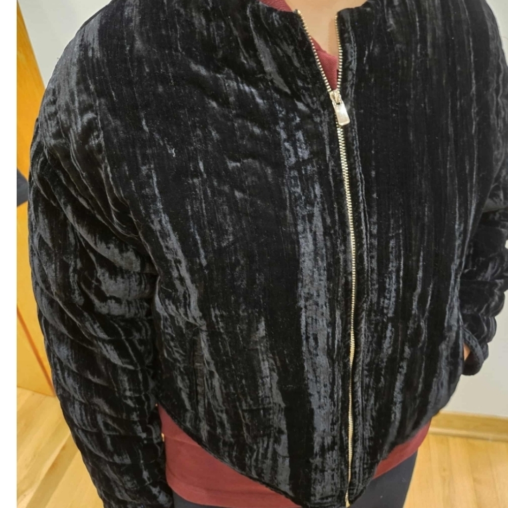 NWOT ZARA Black Velvet Women's Jacket Sz S - Picture 4 of 5